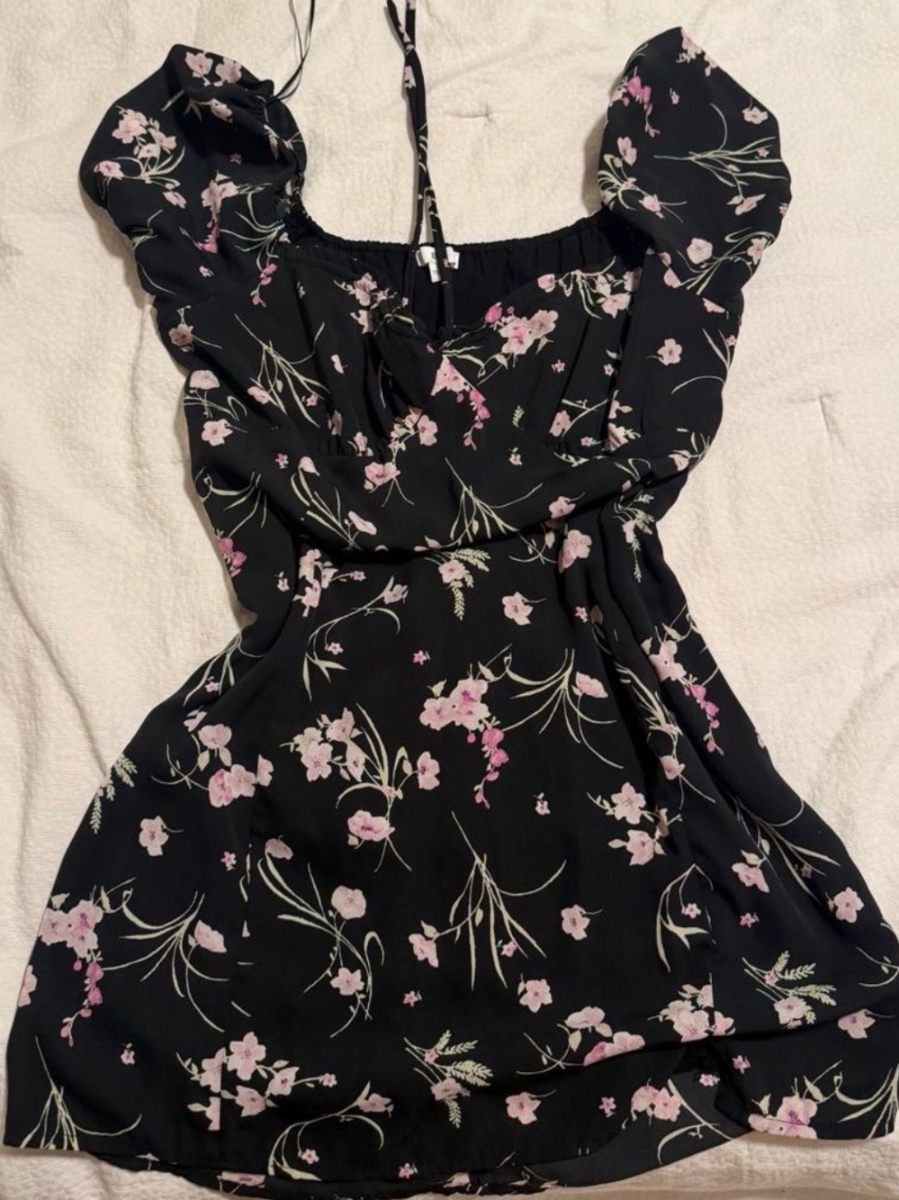 BP lightweight, black floral, short sleeve flowy top -size L women’s